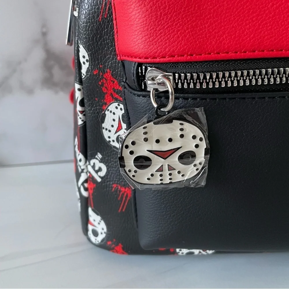 Bioworld x Hot Topic Friday the 13th/ Jason Mini Backpack- Black and Red- NWT